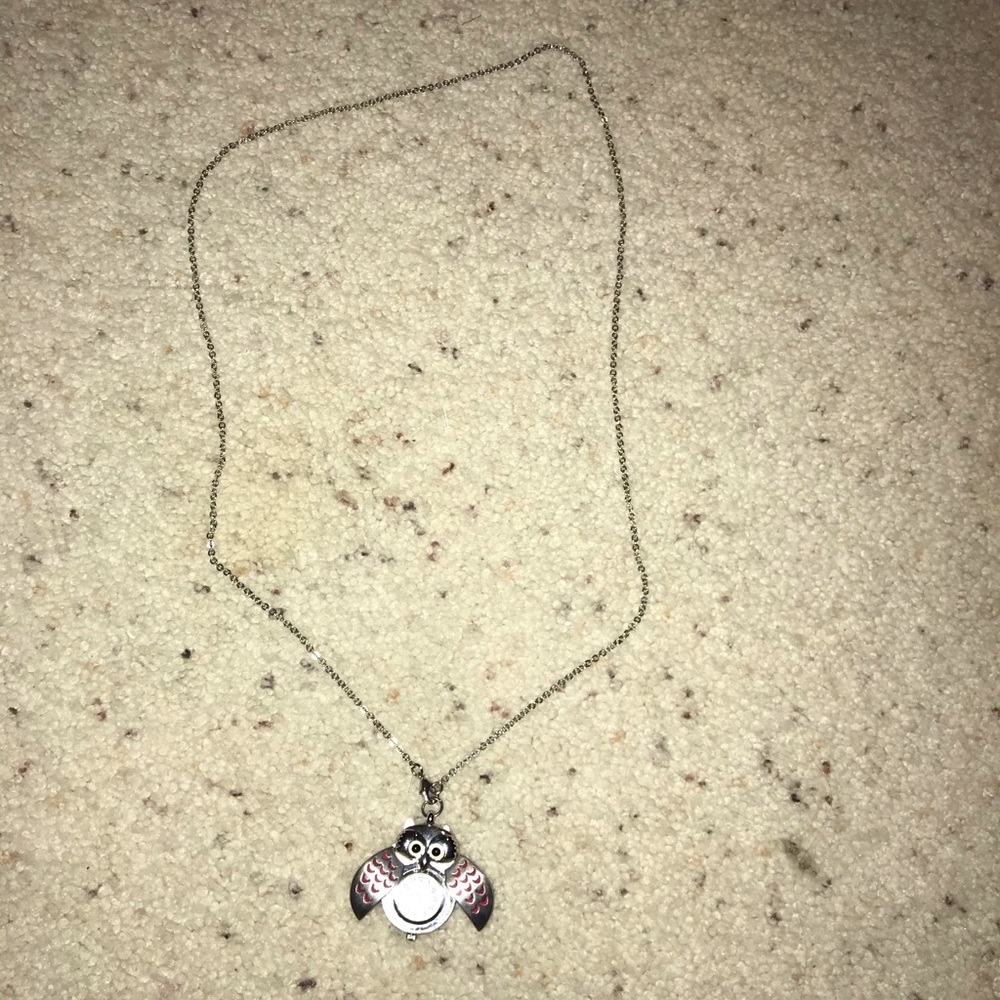 Owl clock necklace